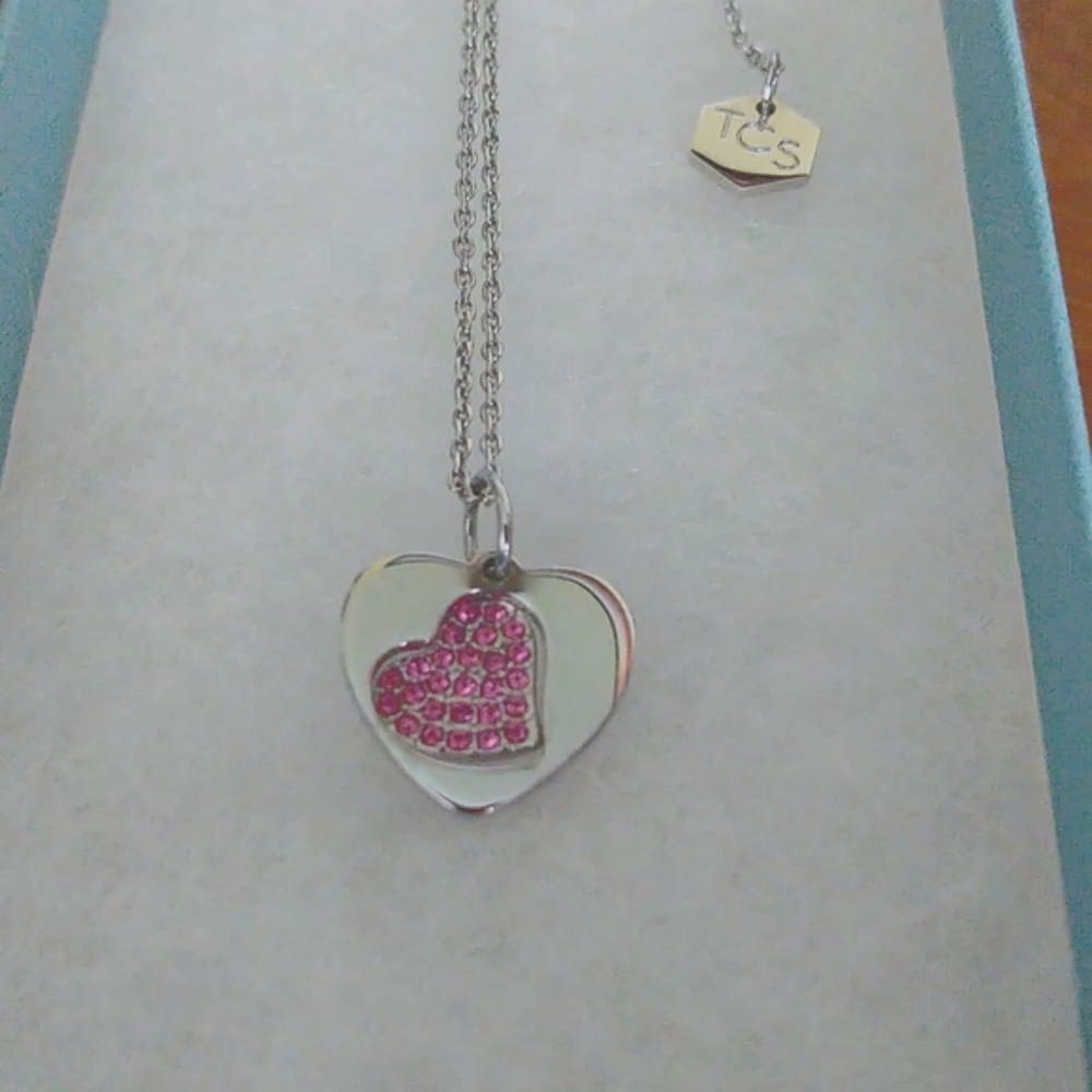 Touchstone Crystal Pink Heart Necklace